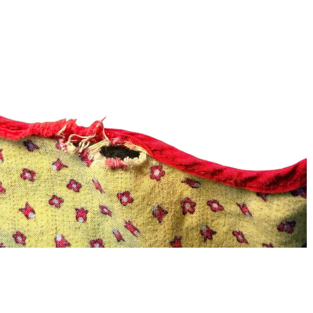 1940s Wrap Apron Vintage Hooverette Yellow & Red Floral WWII Era Retro Farmhouse